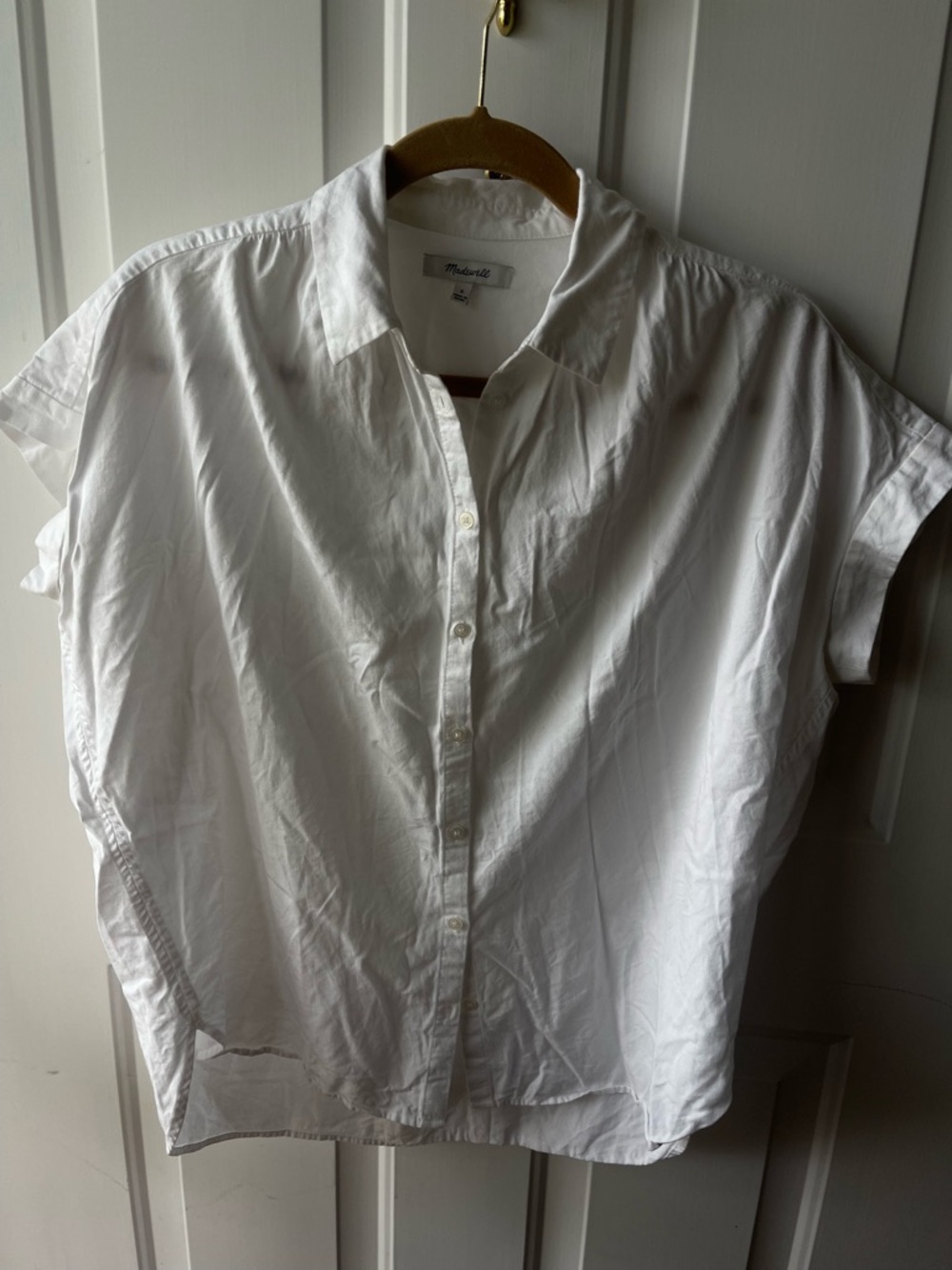 Madewell White Short-Sleeve Relaxed Button-Down Shirt